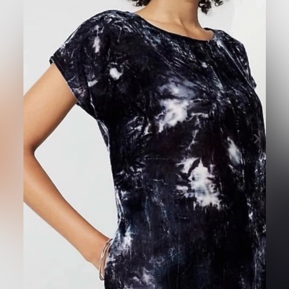 Pure Jill Tie Dye Stretch Velvet Midi Dress Women’s Medium Petite Blue Gray - Picture 3 of 9